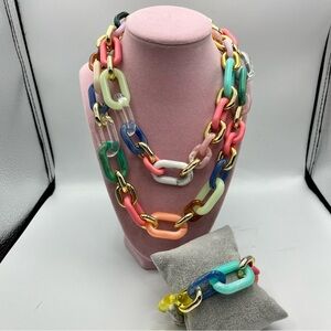 Plunder Multicolor Chain Necklace and Bracelet Set